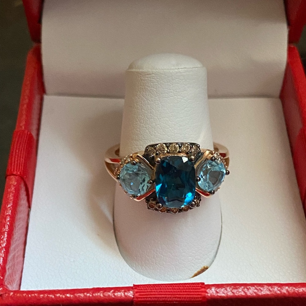 Chocolatier Blue Topaz Ring in 14k Rose Gold